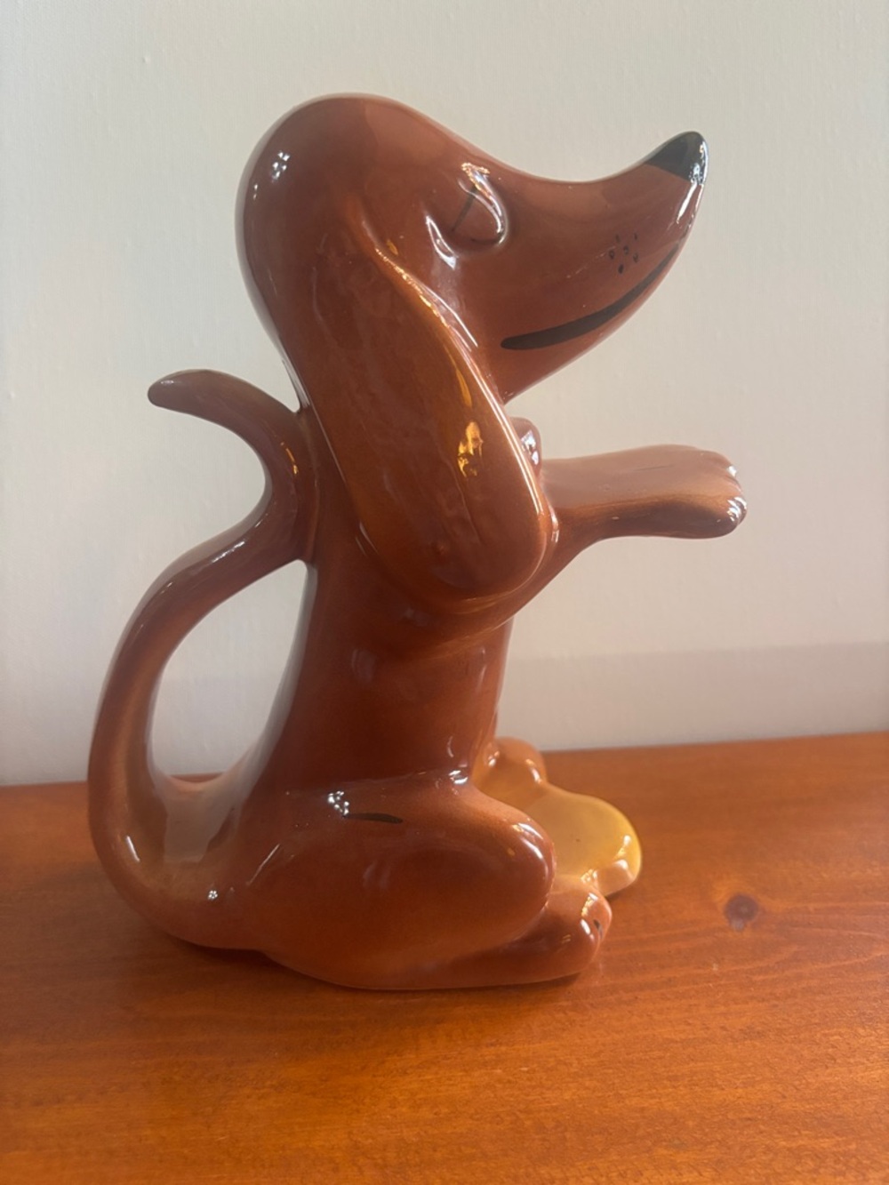 Mid Century Red Dachshund Glasses and Trinket Holder